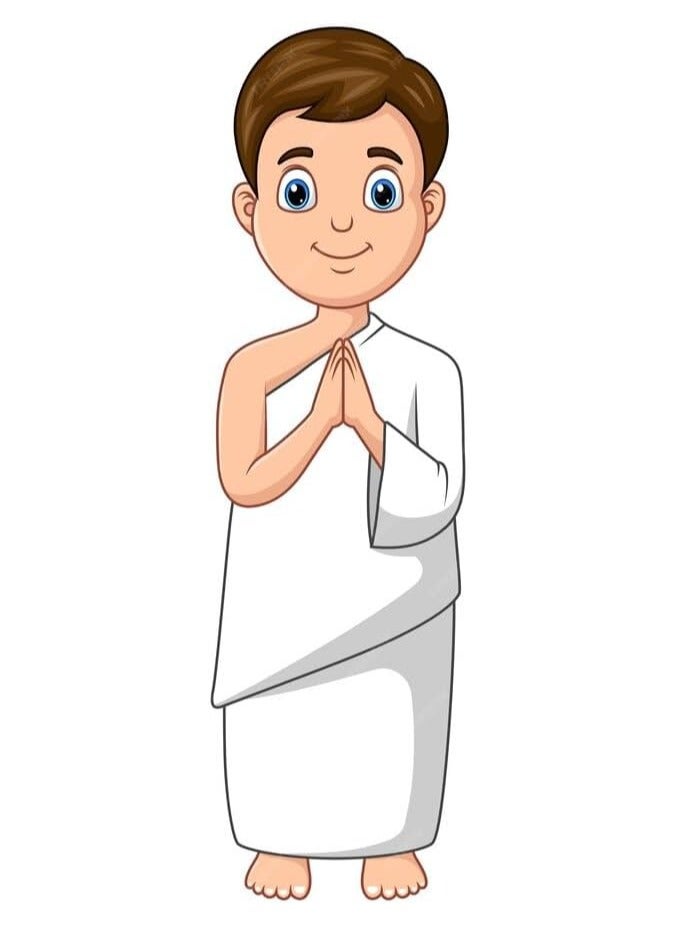 Ihram clothes for children for Hajj and Umrah - 2 white towels - 100% natural healthy combed cotton towels, weight 600 grams