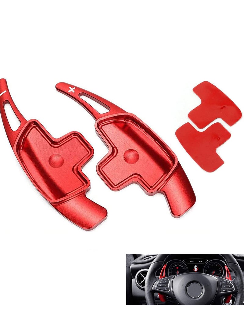 Steering Wheel Paddle Shifter Extension, Aluminum-Alloy Shift Paddle For A B C CLA CLS E G GL GLA GLC GLE GLS for Metris S SL SLC Class (Red)