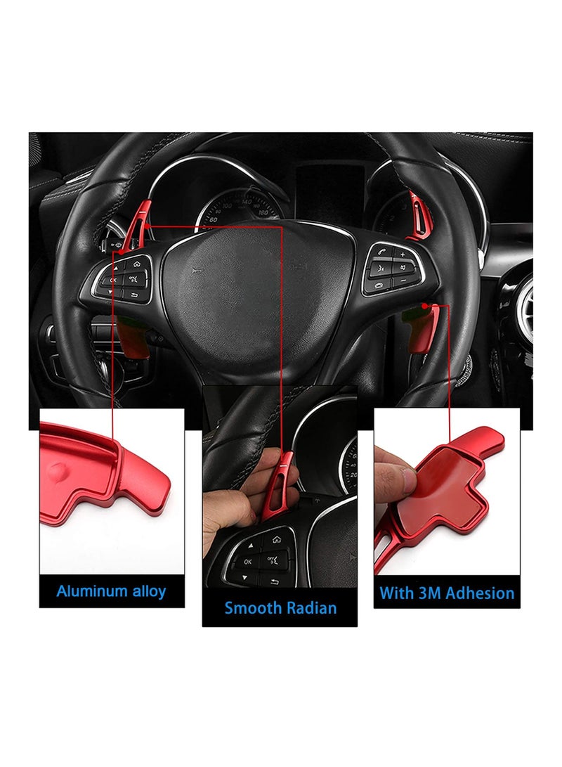 Steering Wheel Paddle Shifter Extension, Aluminum-Alloy Shift Paddle For A B C CLA CLS E G GL GLA GLC GLE GLS for Metris S SL SLC Class (Red)