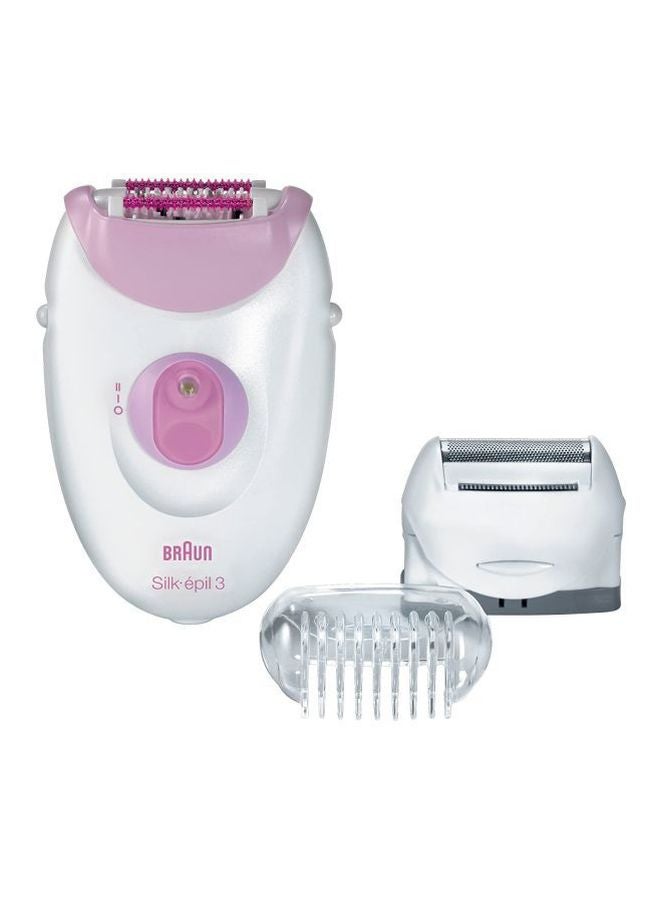 Silk-Epil 3 SE3270 Epilator With 2 Shaver Head White/Pink 18x6.5x19.7cm