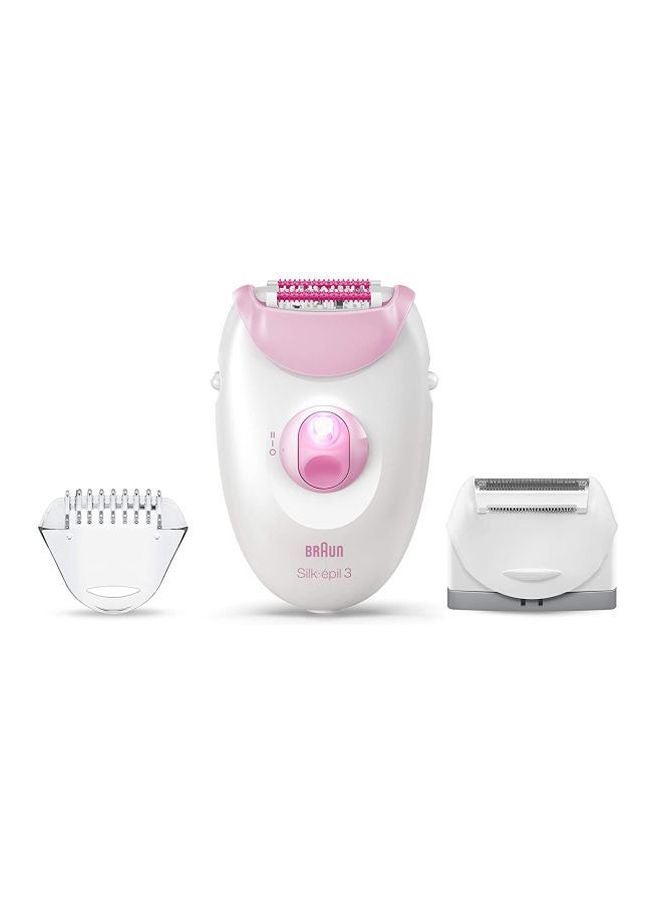 Silk-Epil 3 SE3270 Epilator With 2 Shaver Head White/Pink 18x6.5x19.7cm