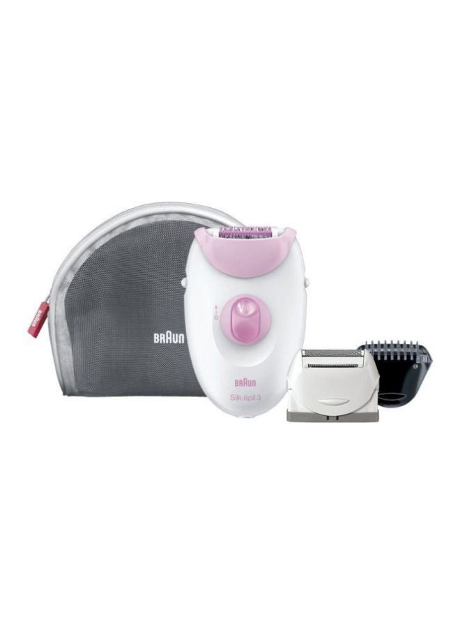 Silk-Epil 3 SE3270 Epilator With 2 Shaver Head White/Pink 18x6.5x19.7cm