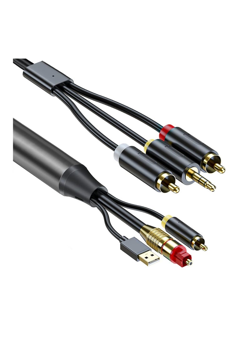 AV300 Digital to Analog Audio Conversion Cable, Digital SPDIF/Optical & Coaxial to Analog L/R RCA & 3.5mm AUX Stereo Audio Cable for Xbox/ for PS4/ for PS5/ TV/ Home Stereo (3M)