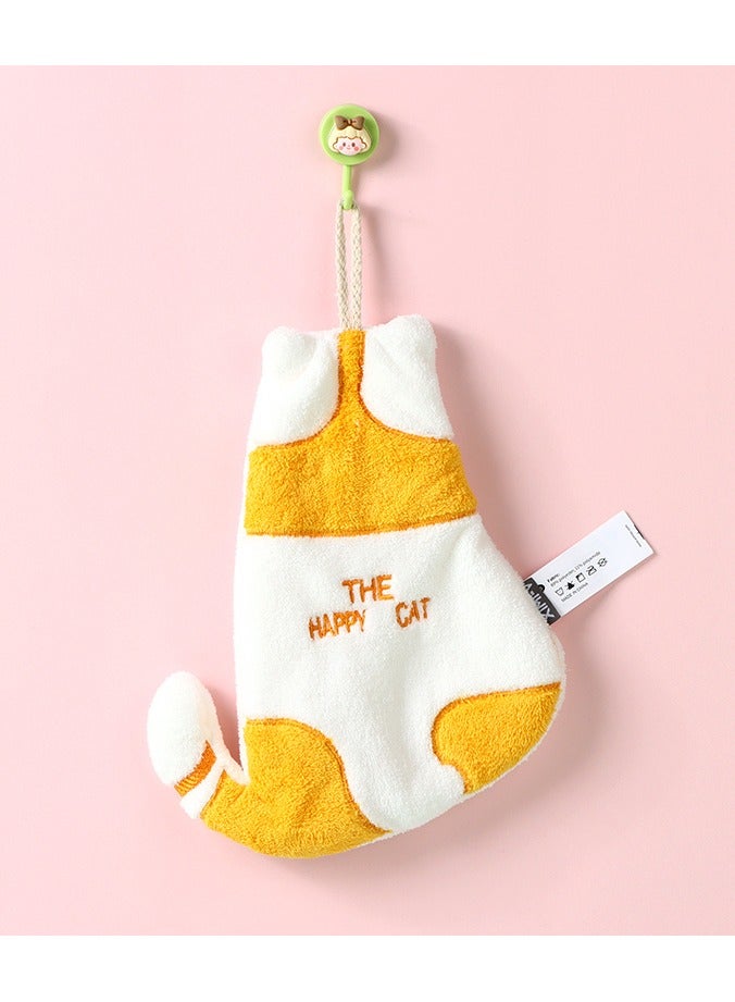 Kitten Back Hand Towel (Yellow)
