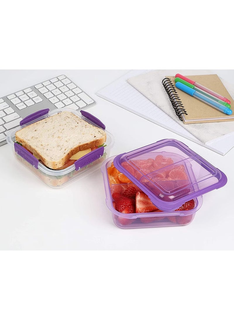 Sistema 1.24L Lunch Stack To Go Purple Polypropylene 1.24 Litre