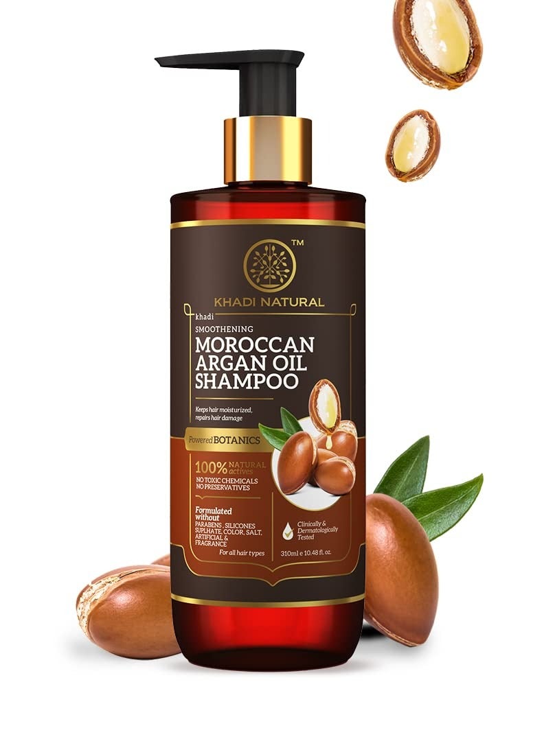 Khadi Natural Moroccan Argan Shampoo Shampoo for Dry Hair Moisturizing Shampoo for Frizzy Hair Paraben Silicone and Sulphate Free Suitable for All Hair Types Powered Botanics
