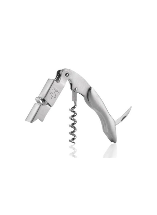 Multifunctional Waiters Corkscrew, Stainless Steel, Bottle Opener with Foil Cutter, Portable, Strong, Thick and Durable, Camping Knife, Silver