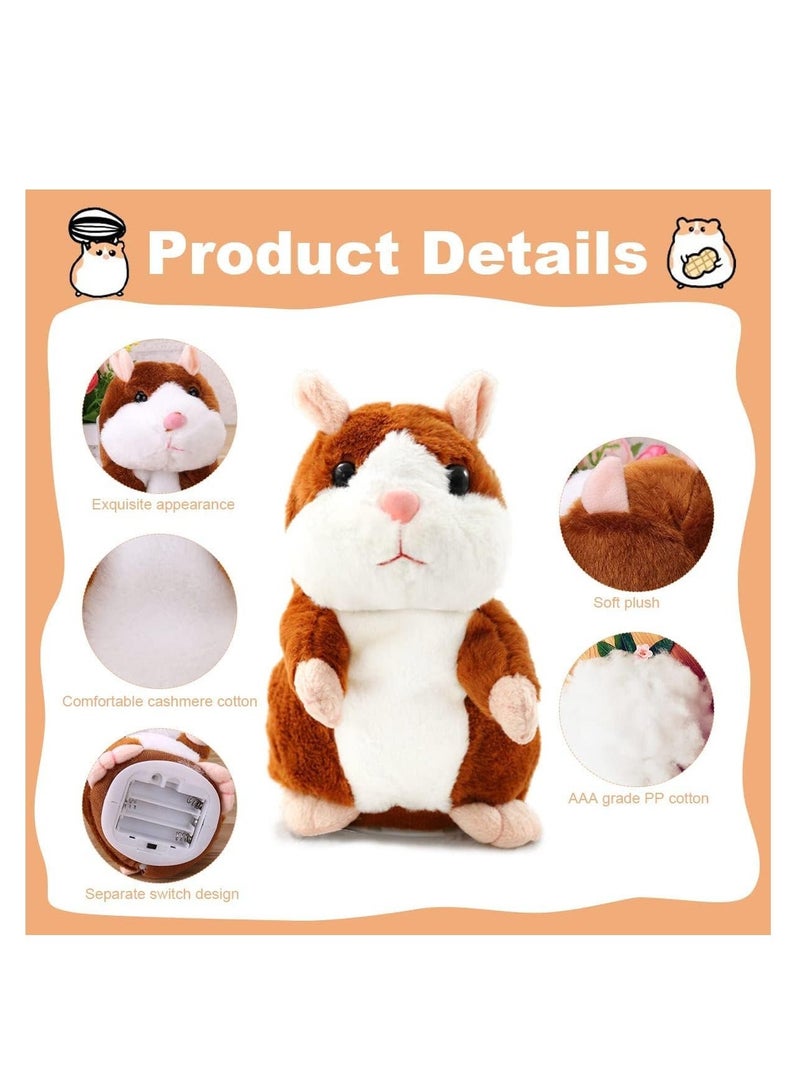 Talking Hamster for Kids, Repeats What You Say and Walking Toy, Interactive Plush Animal Read Electric Gifts Boys Girls