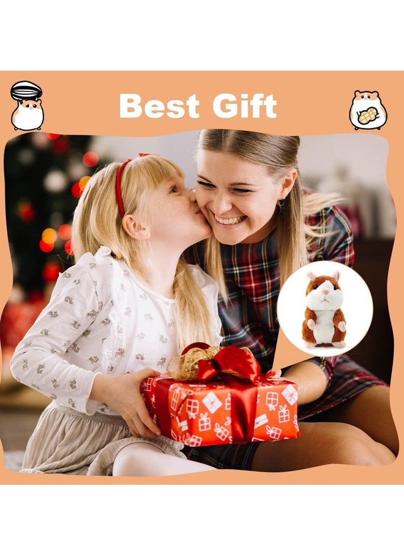 Talking Hamster for Kids, Repeats What You Say and Walking Toy, Interactive Plush Animal Read Electric Gifts Boys Girls
