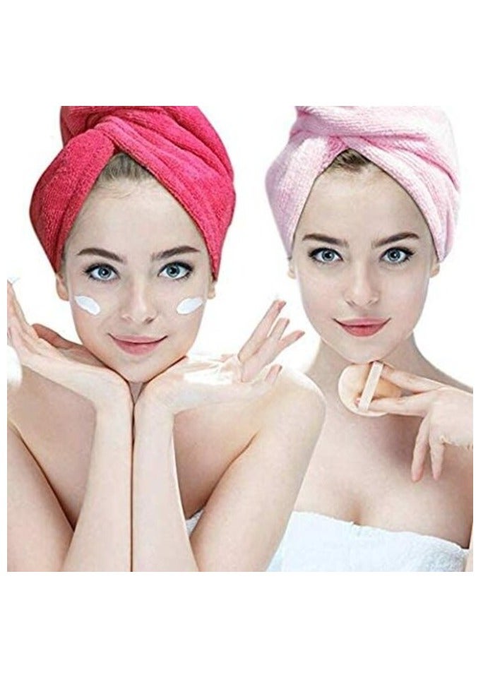 2Pcs/Set Bathroom Super Absorbent Quick-Drying Microfiber Bath Towel Hair Dry Cap Salon Towel