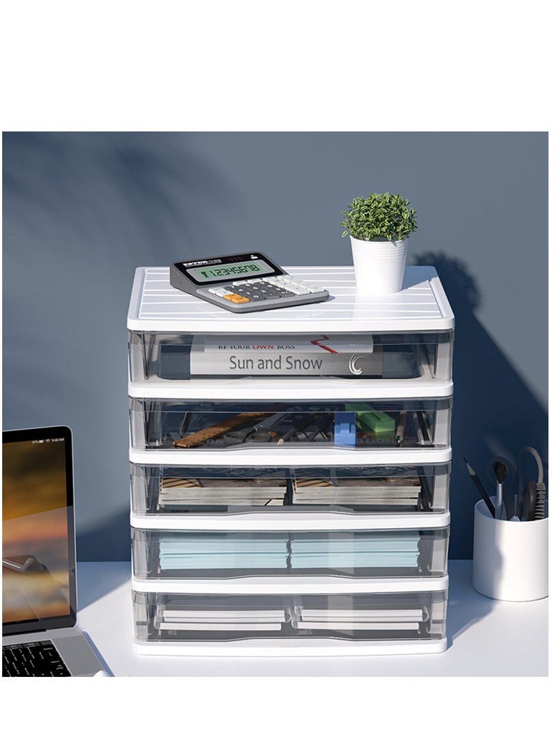 5 Tiers Box Desktop Storage Box Makeup Drawer Organizer Storage Container Jewelry Stationary Desk Organizer Desk Sundries Organizer Pp White Multifunction File Cabinets Office