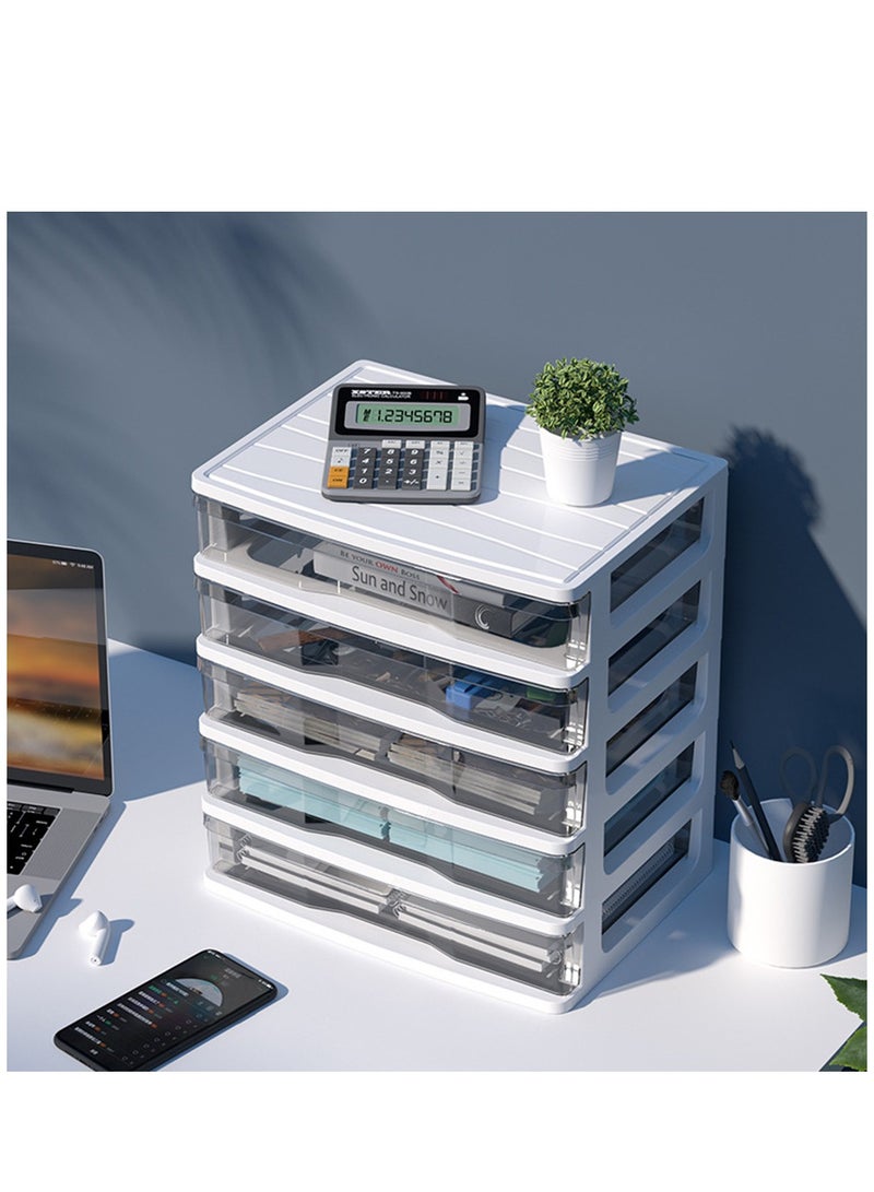 5 Tiers Box Desktop Storage Box Makeup Drawer Organizer Storage Container Jewelry Stationary Desk Organizer Desk Sundries Organizer Pp White Multifunction File Cabinets Office