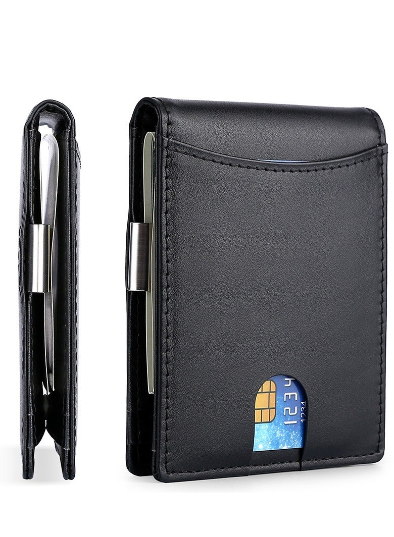 Skycare  Slim Wallets for Men - Leather Money Clip Mens Wallet - RFID Blocking Front Pocket Bifold Wallet - Minimalist Credit Card Holder with Gift Box