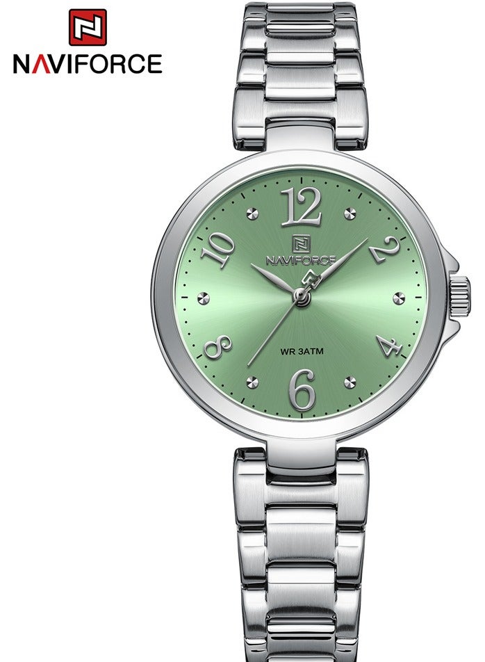 NAVIFORCE NF5031 Stainless Steel Analog Watch For Women – Silver/Green