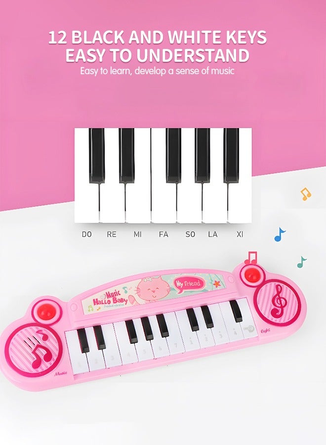 Kids Keyboard Piano Portable Electronic Musical Instrument Multi-Function Music Keyboard Piano for Kids Early Learning Educational Toy-Pink
