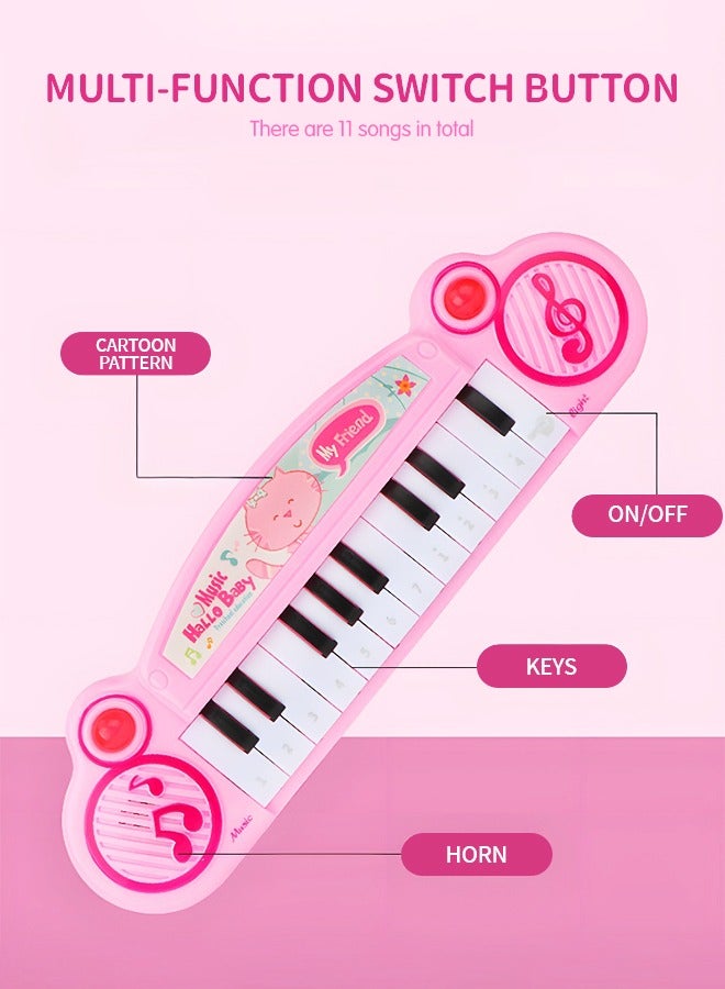 Kids Keyboard Piano Portable Electronic Musical Instrument Multi-Function Music Keyboard Piano for Kids Early Learning Educational Toy-Pink