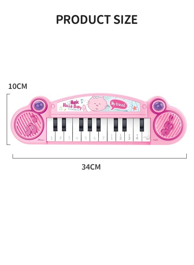 Kids Keyboard Piano Portable Electronic Musical Instrument Multi-Function Music Keyboard Piano for Kids Early Learning Educational Toy-Pink