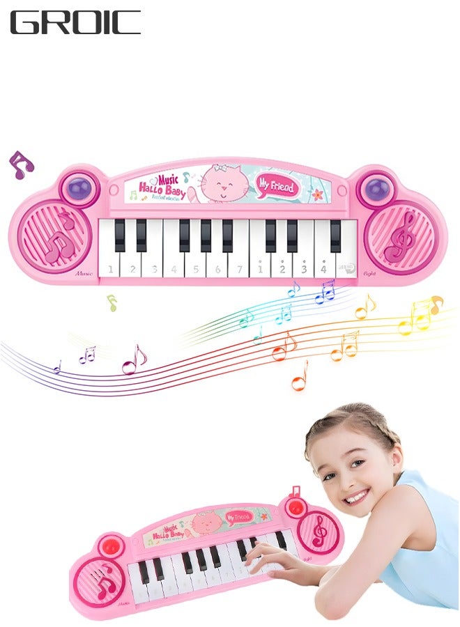 Kids Keyboard Piano Portable Electronic Musical Instrument Multi-Function Music Keyboard Piano for Kids Early Learning Educational Toy-Pink