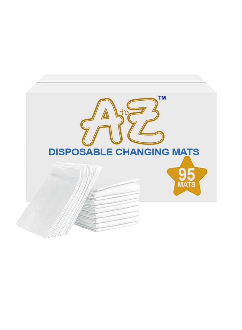 A to Z - Disposable Changing Mat size (45cm x 60cm) Large- Premium Quality for Baby Soft Ultra Absorbent Waterproof Pack of 95 White