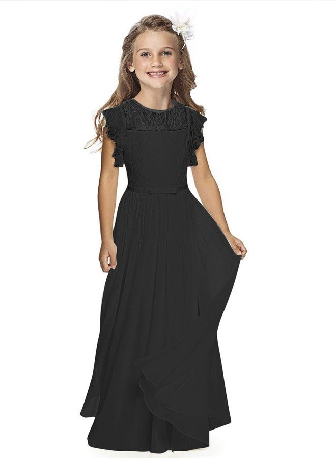 Girls Long Dress Summer New Vintage Patchwork Idyllic Holiday Children's Ruffles Princess Dresses  size 3-16 years