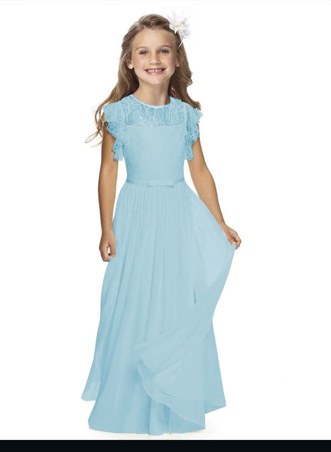 Girls Long Dress Summer New Vintage Patchwork Idyllic Holiday Children's Ruffles Princess Dresses size 3-16 years