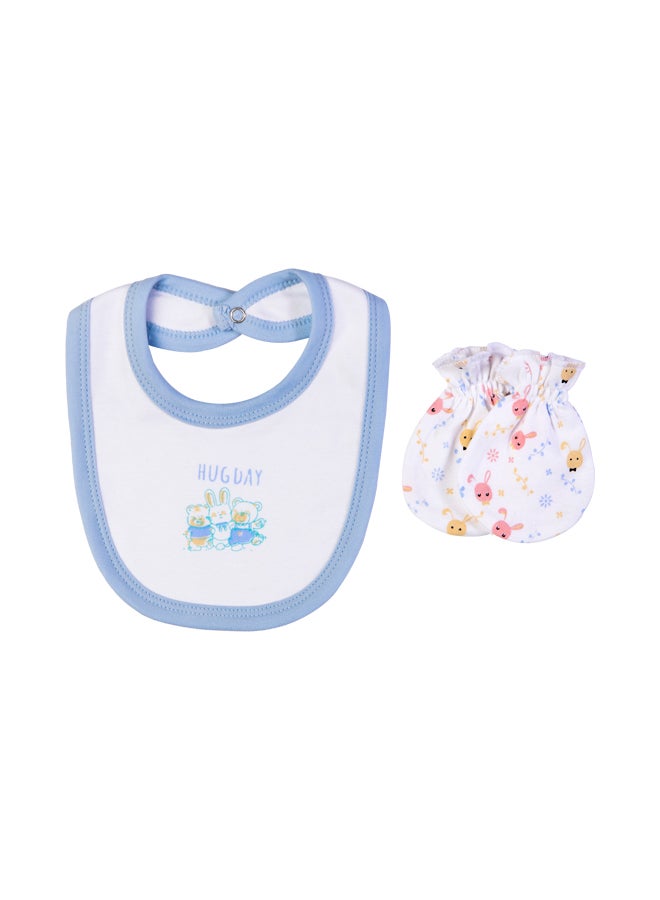 Babiesbasic 5 piece unisex 100% cotton Gift Set include Bib, Romper, Mittens, cap and Sleepsuit/Jumpsuit- Hug Day