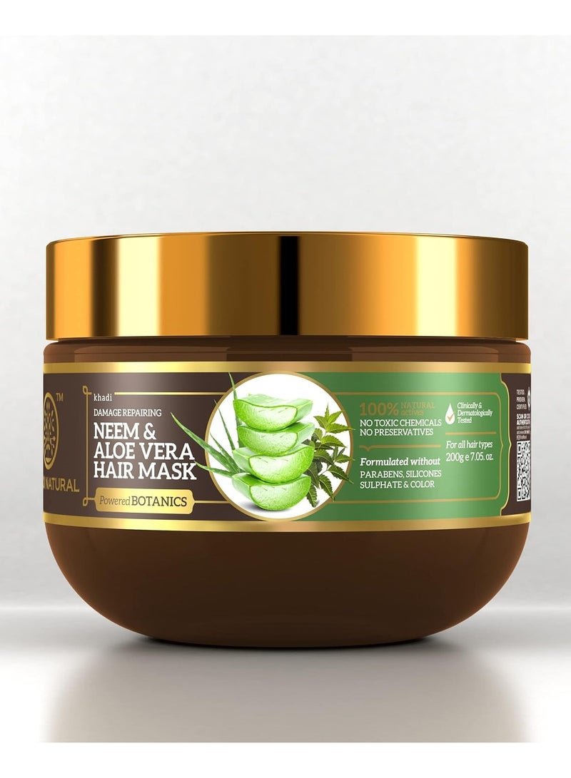 KHADI NATURAL NEEM and ALOEVERA WITH ALMOND OIL and COCONUT OIL HAIR MASK SULPHATE PARABEN FREE - POWERED BOTANICS