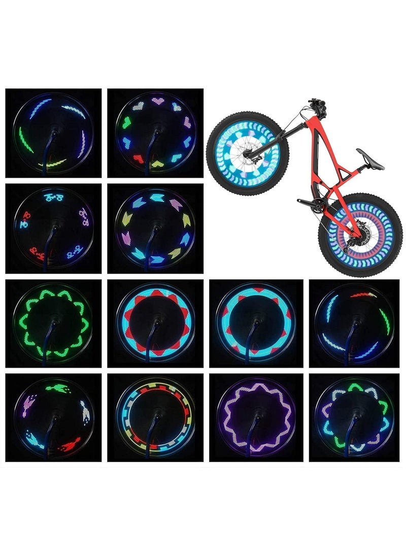 Bicycle Wheel Light (2 Tires Pack), LED Waterproof Bicycle Spoke Tire Light, Suitable for Mountain Bike/Road Bike/BMX Bike/Hybrid Bike/Folding Bike, 30 Different Pattern Variations