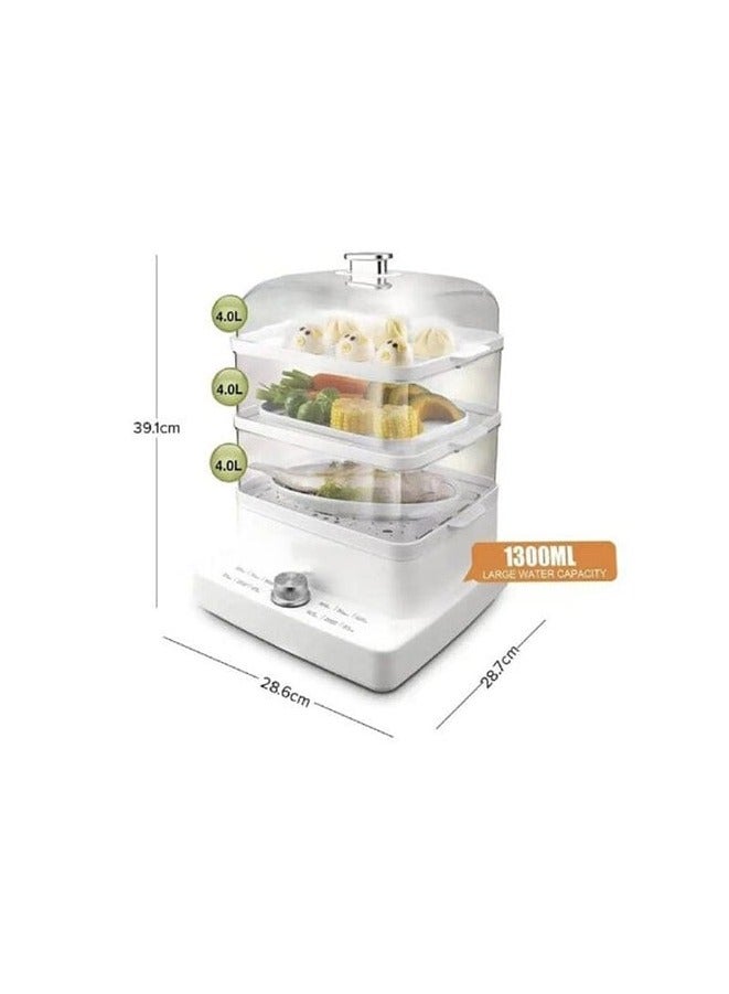 Food Steamer 3 Tier Detachable With Timer And Dishwasher Safe Which Makes Preparation Quick Easy 1200W and 1300 ML