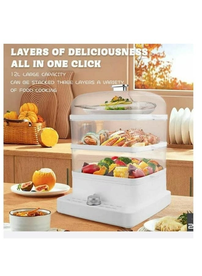 Food Steamer 3 Tier Detachable With Timer And Dishwasher Safe Which Makes Preparation Quick Easy 1200W and 1300 ML