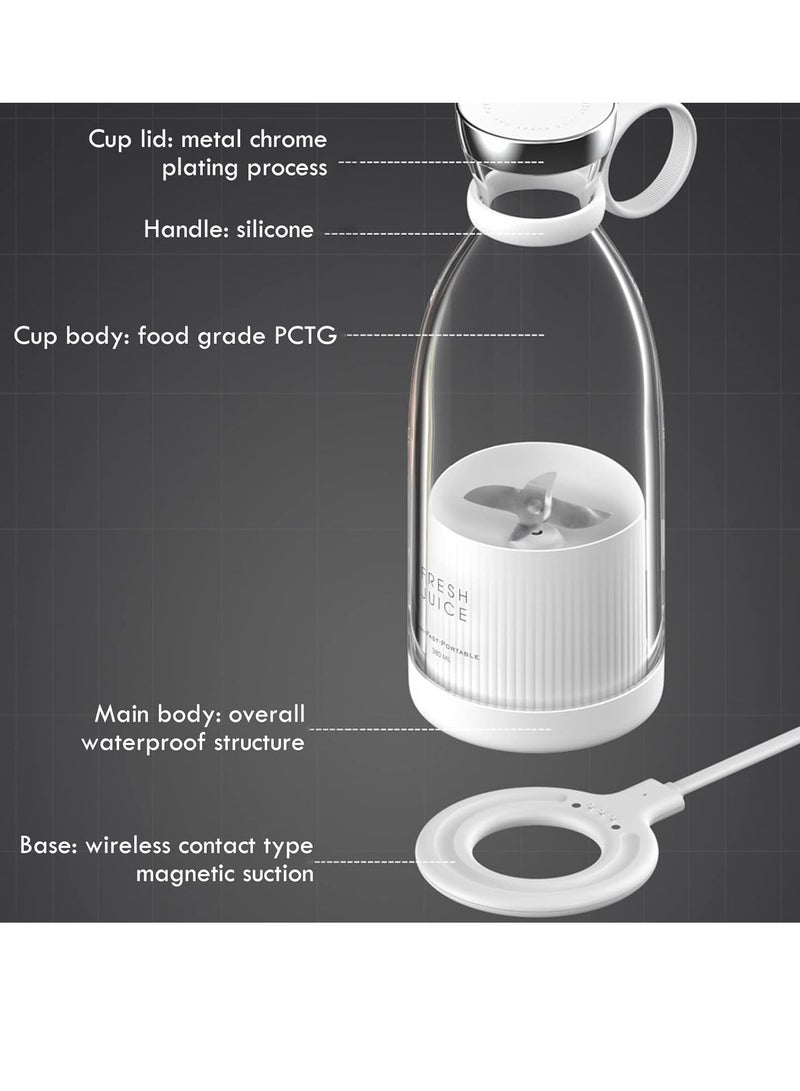 Portable Electric Juicer Blender Bottle Usb Mini Fruit Mixers Juicers Fruit Extractors Food Milkshake Multifunction Juice Maker Machine (White)