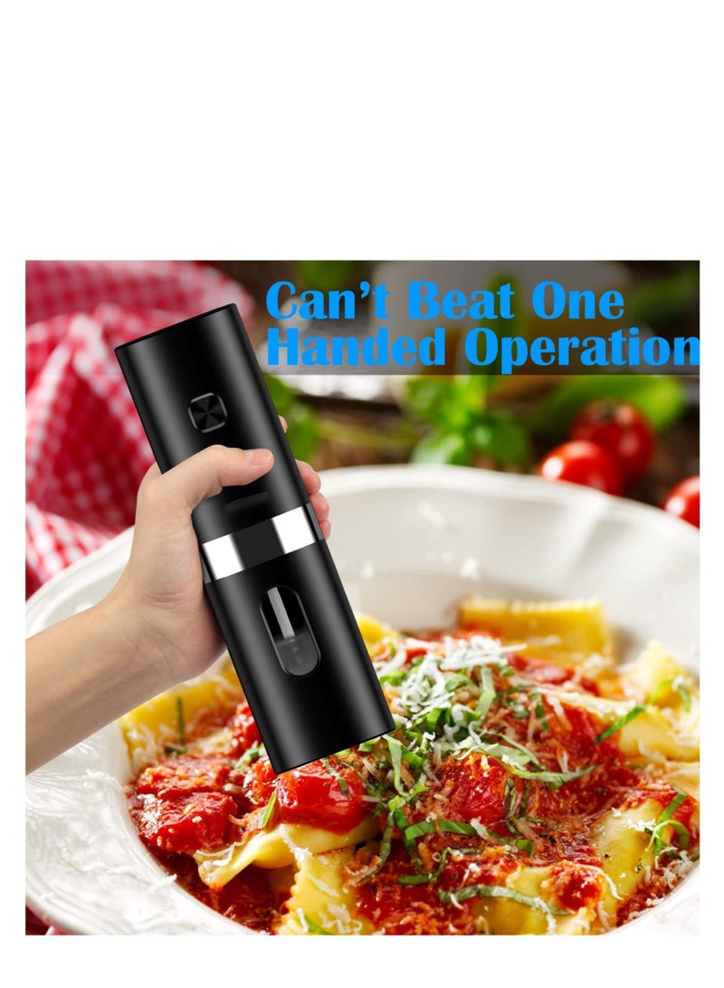 Rechargeable Electric Salt and Pepper Grinder Set with Double Charging Base, Support Battery Operated, Refillable Spice Automatic Mill Shakers Adjustable Coarseness & LED Light
