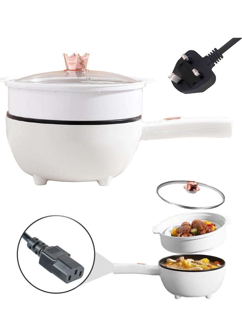 Electric Hot Pot with Steamer & Temperature Control 3L Non-Stick Electric Cooker Electric Skillet Frying Pan Electric Saucepan for Noodles Egg Steak Oatmeal and Soup