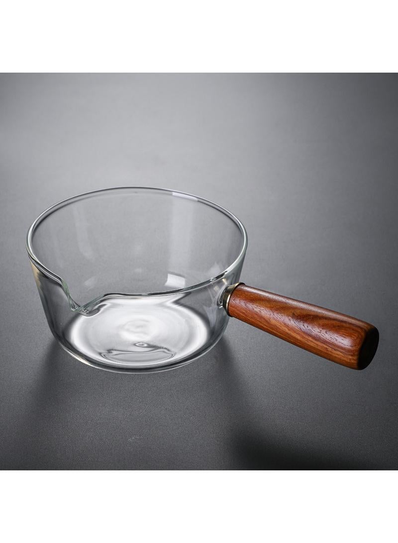 400ML High Temperature Resistant Glass Wooden Handle Breakfast Noodle Pot