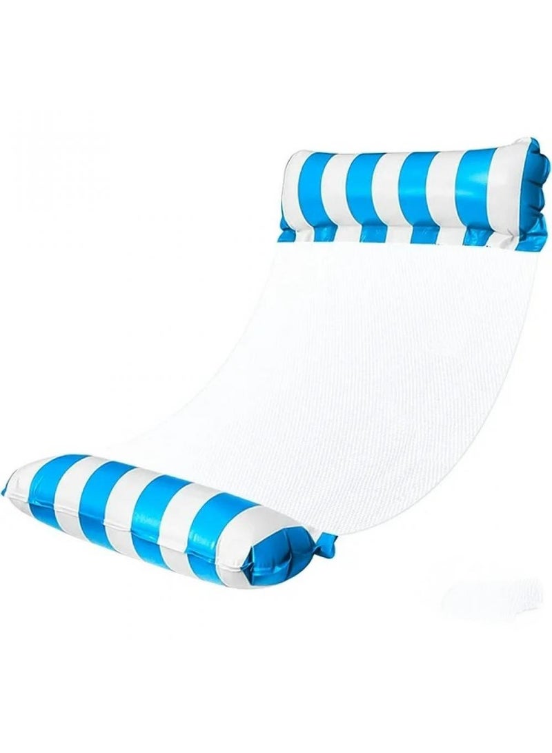 Foldable Casual Inflatable Water Striped Recliner With Net Hammock