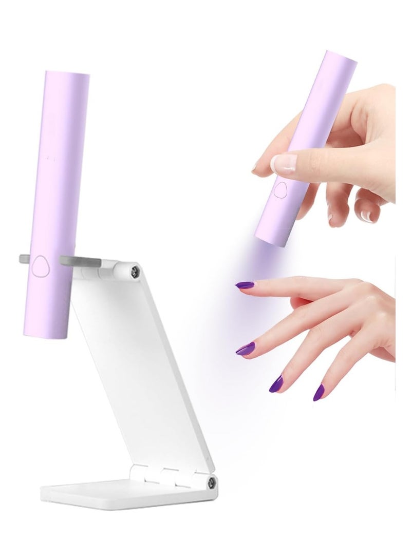 Portable Rechargeable UV LED Nail Lamp with Stand - Cordless Mini Nail Dryer for Gel Nails - Fast Drying Nail Light with 2 Timers - Violet