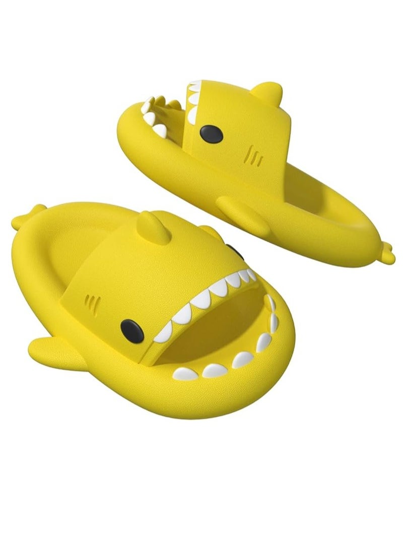 Shark Slippers Kids Shark Themed Cute Slipper Anti-Slip Novelty Open Toe Slides For Boy Girls (Yellow-31EU)
