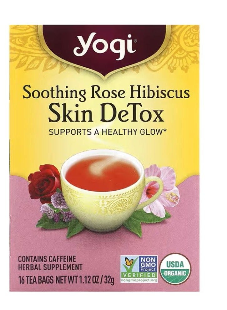 Yogit Skin Detox Soothing Hibiscus Flower 16 Tea Bags 1.12 Oz 32 G