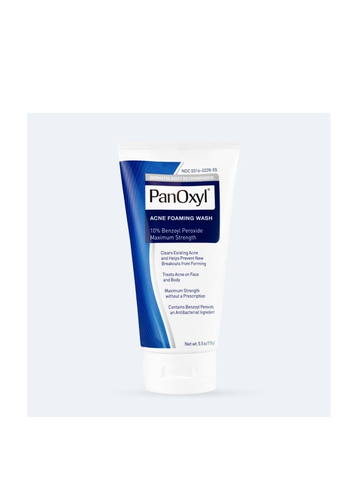 PanOxyl Acne Foaming Wash Maximum Strength Antimicrobial with Benzoyl Peroxide 10%-156 g