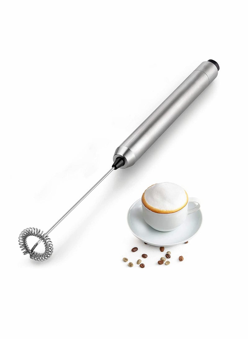 Milk Handheld Mini Mixer - Stainless Steel Coffee Electric Handheld Frother For Coffee, Latte, Frappe - Cordless Battery Operated Electric Whisk & Milk