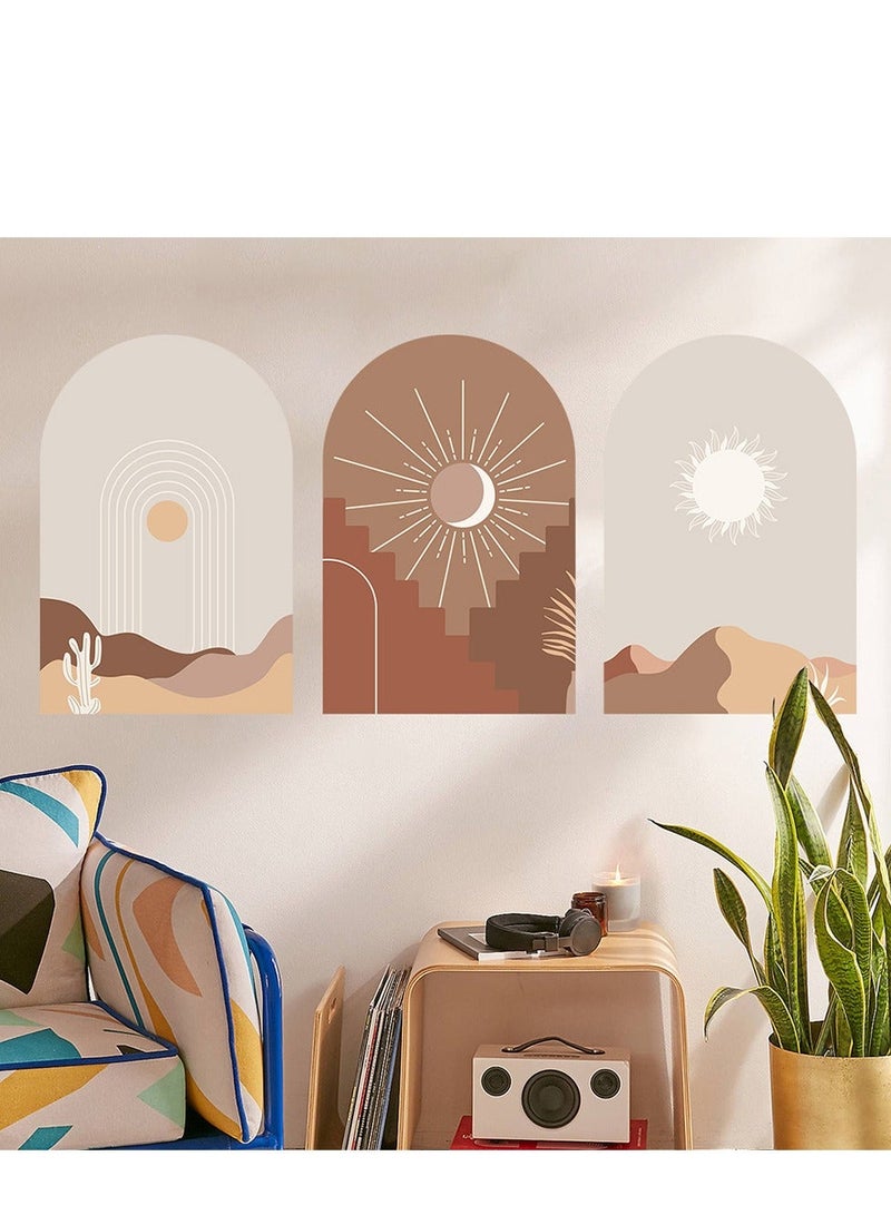 3 Pcs Self-adhesive Bedroom Decorative Wall Stickers , Nordic Morandi Color Stickers , Arch Shaped Home Decorative Wallpaper , Bedroom Background Wallpaper, Suitable for living room, bedroom