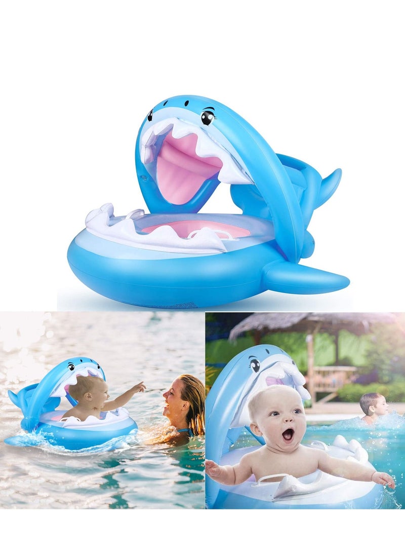 Baby Pool Float Swimming Float with Canopy Inflatable Floatie Swim Ring for Kids Aged 6-36 Months