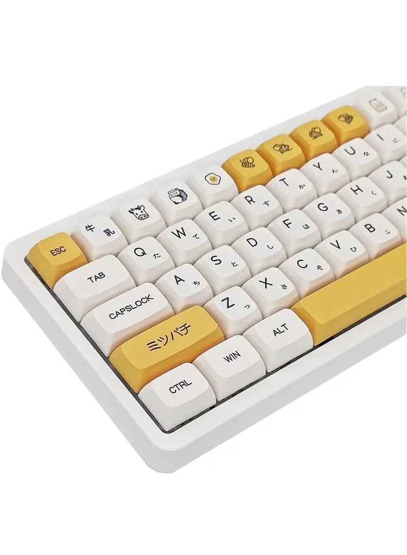 PBT Keycaps 140 Keys XDA Profile Keycaps Dye-Sub Japanese Honey Milk Keycap, ANSI Layout Keycap Suitable for Mechanical Gaming Keyboard Gateron Kailh Cherry MX Switches (Keycaps only)