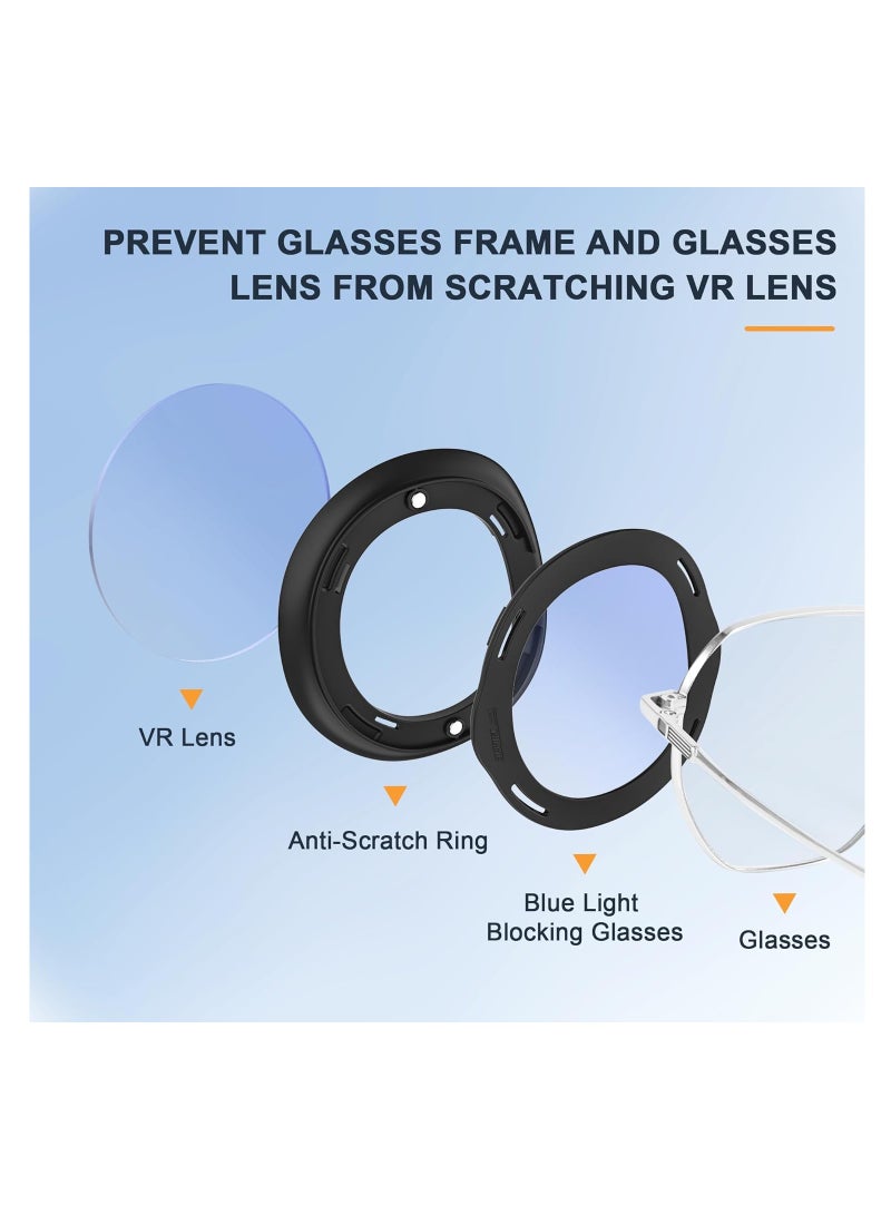 Lens Protector Cover Kit for Meta Quest 3, Protector Accessories Compatible with Oculus Quest 3, Glasses Spacer Anti-Scratch Ring with Blue Light Blocking Glasses for Meta Quest 3