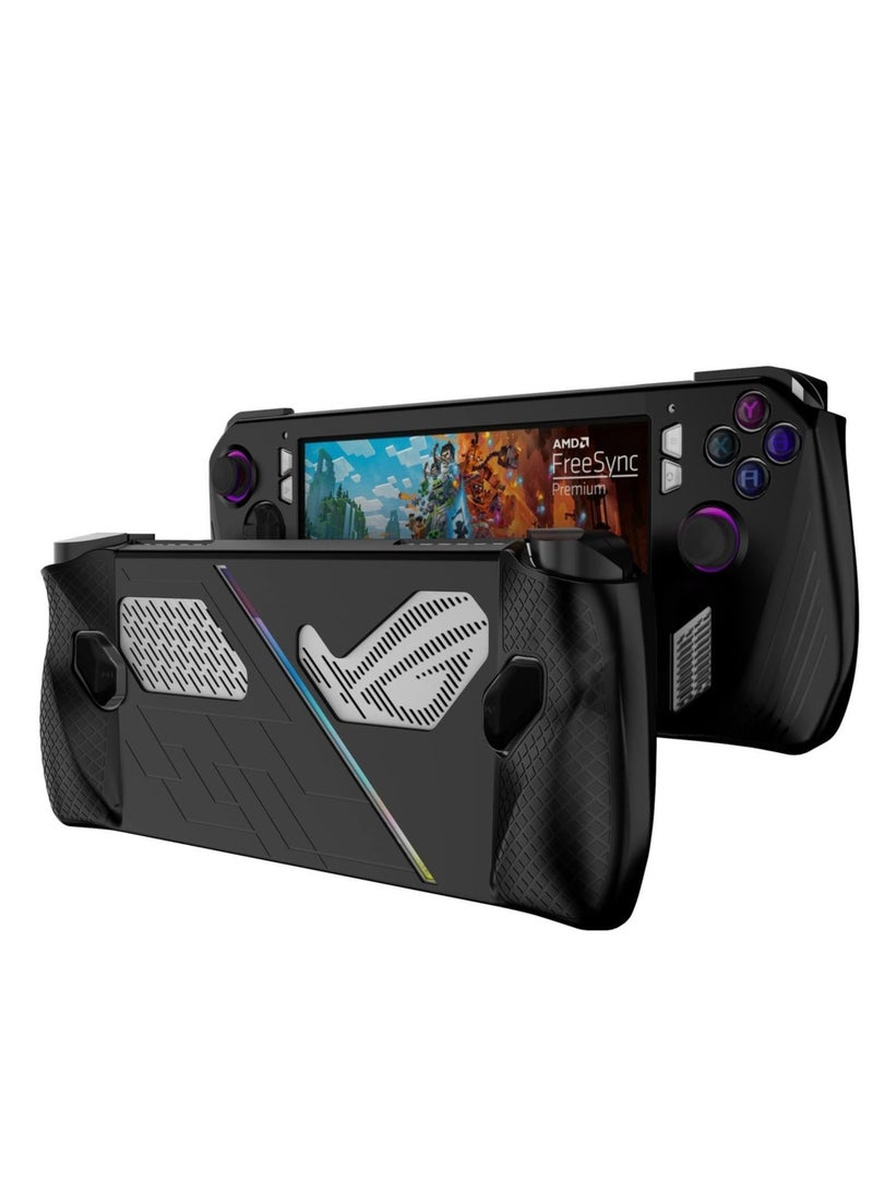 Non-Slip Soft Silicone/TPU Protective Case Protector, Silicone Case for Rog-Ally Handheld, Game Console Skin Cover for Rog Ally Accessories (Black)