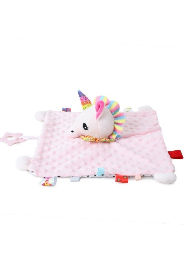 Unicorn Lovely Security Blanket Toy Gifts Box PP Cotton Soft Unisex Newborn Essentials for Boys and Girls with Teether and Tags Soft Baby Blanket for Boys and Girls Pink