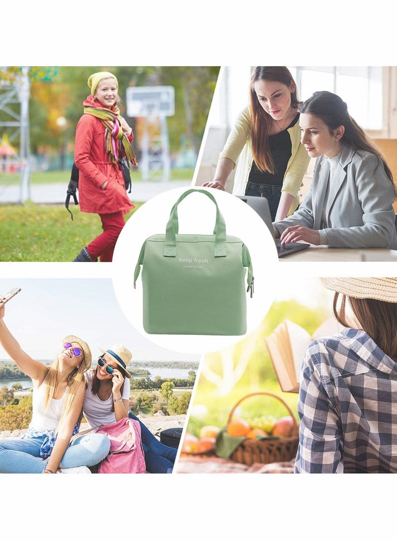 Lunch Bag Bento Bag, Thickened Thermal Insulation Refrigerated Tote Box Carrying for Students Ladies Men Picnic Work Outdoor (Light Green)