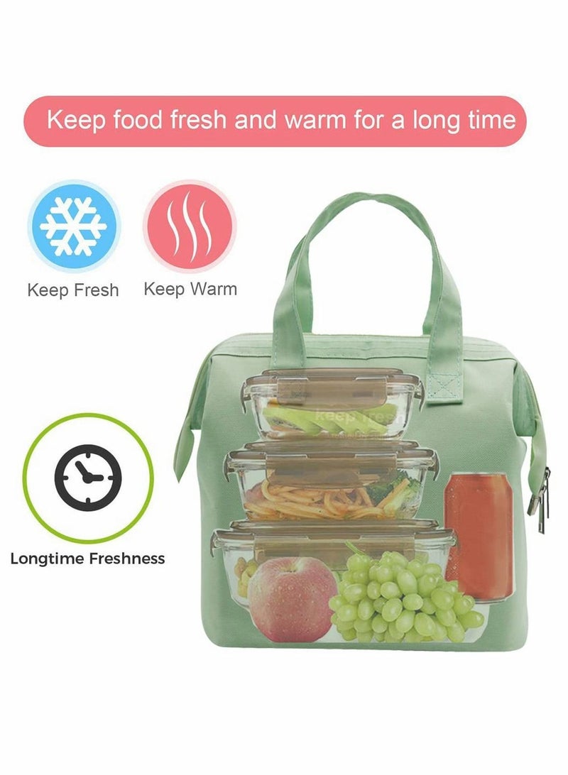 Lunch Bag Bento Bag, Thickened Thermal Insulation Refrigerated Tote Box Carrying for Students Ladies Men Picnic Work Outdoor (Light Green)