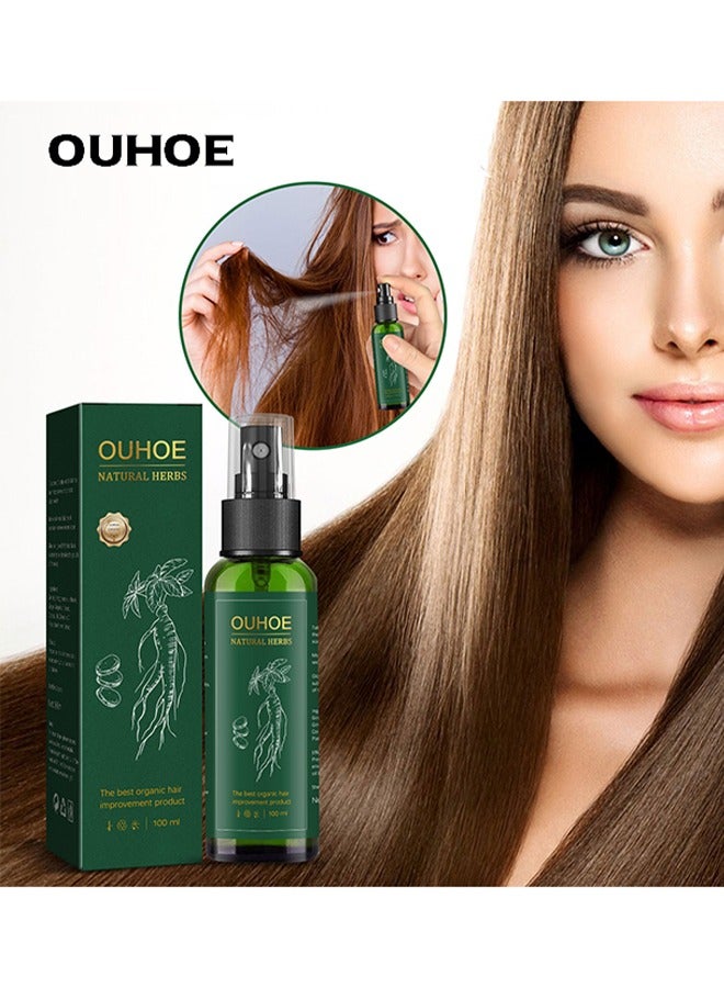 Natural Herbs Ginseng Essence Moisturizing Hair Mist, Rapid Growth Hair Treatment 7 Day Hair Growth Serum Essence Oil Regrow, for Women & Men 100ML