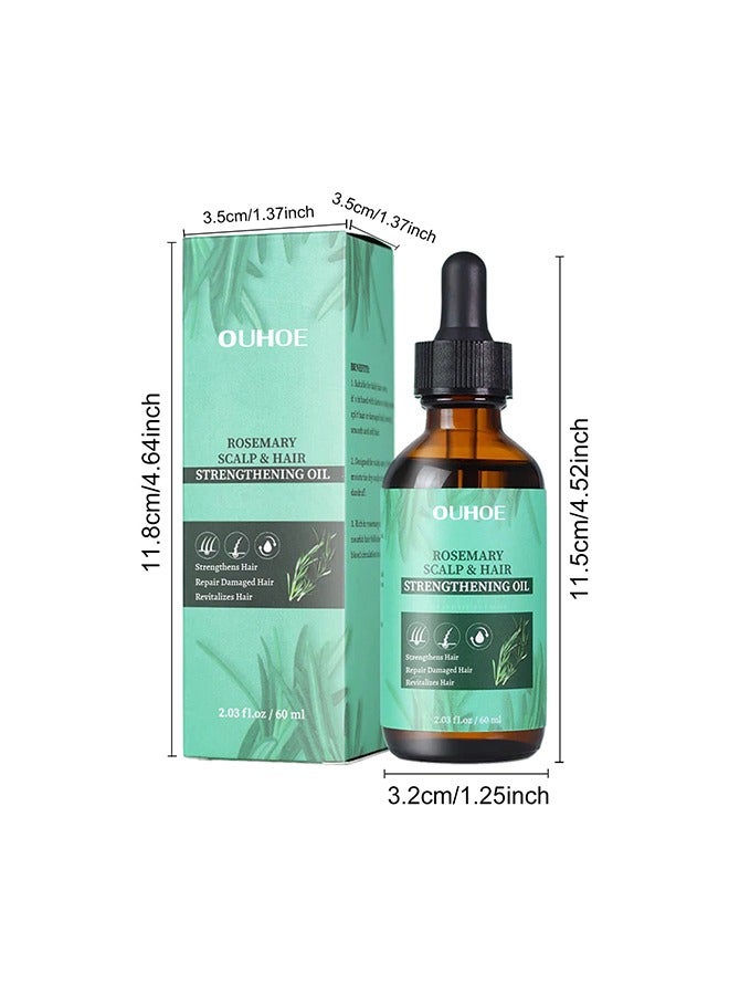 Rosemary Scalp and Hair Strengthening Oil,Anti-Hair Loss Repairing Nourishing Moisturizing Volume Fresh Smooth Hair Serum to Prevent Hair Loss and Promote Hair Regrowth for Creating Healthy Hair(60ML)